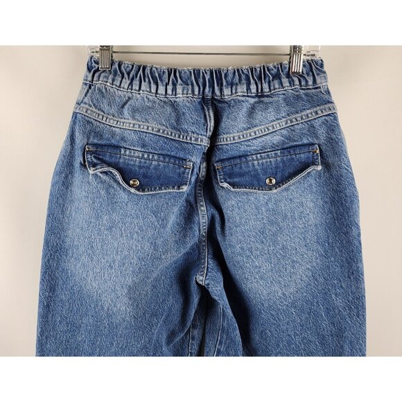 We The Free Jeans Womens 28 Blue Marx Slouchy Cargo Denim Elastic Waist (28x29) - Picture 9 of 11